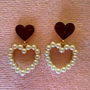 Heart-Shaped Faux Pearl Earrings